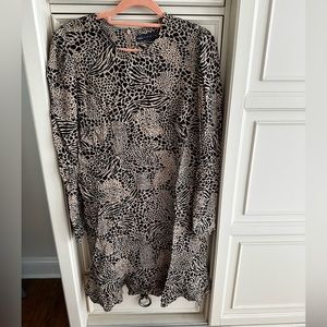 MARK AND SPENCER ANIMAL PRINT RUFFLE TRIM DRESS US SIZE 4 NWOT